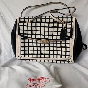 Coach Checkered Black and White Crossbody Shoulder Bag Purse